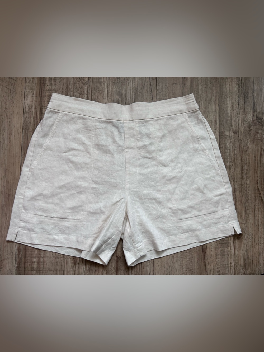 Linen Blend Casual pull on Shorts summer vacation lagenlook neutral natural